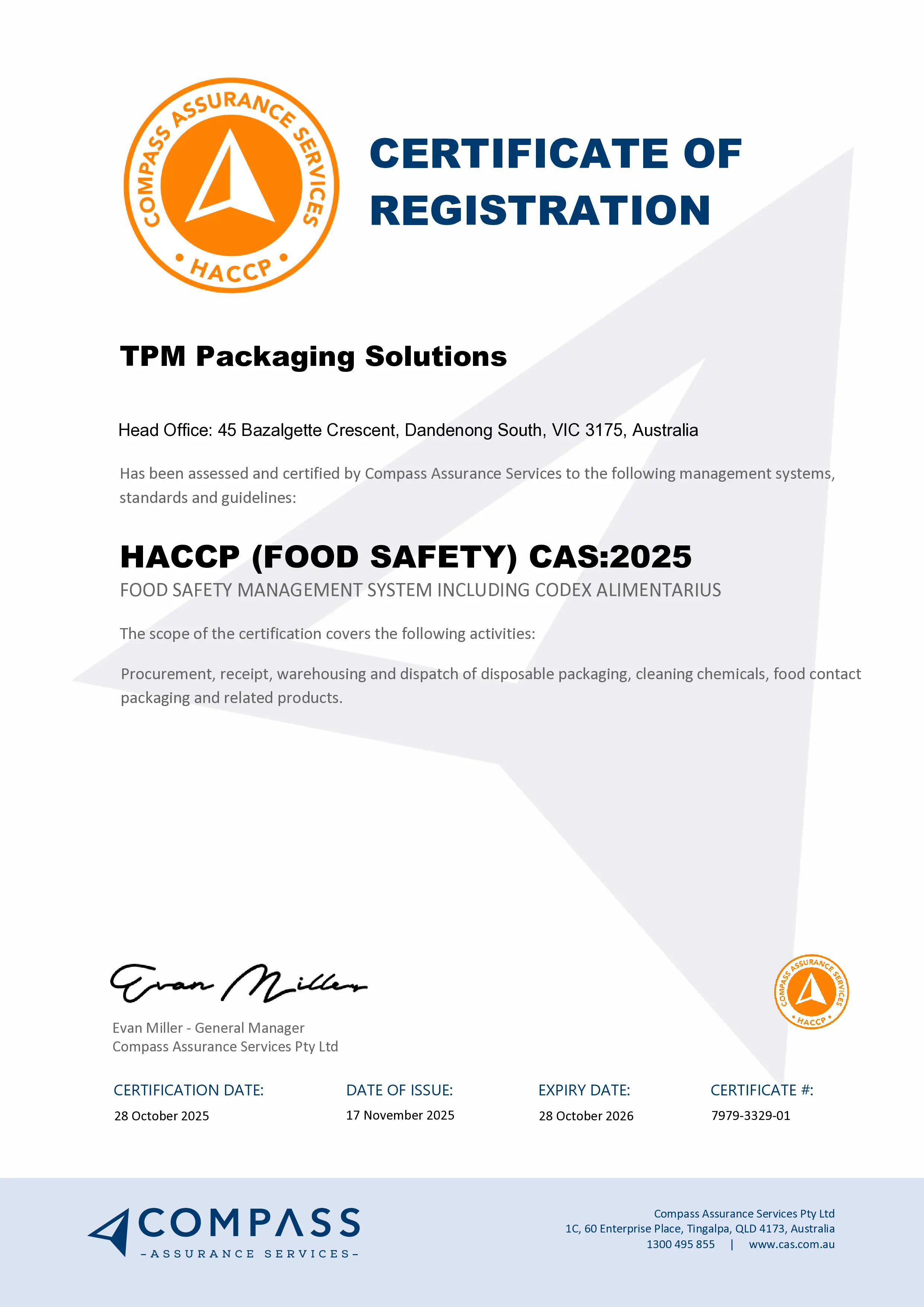 HACCP (Food Safety) Certification